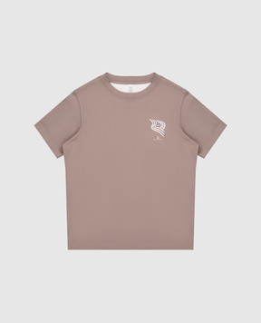 Brunello Cucinelli Дитяча коричнева футболка з принтом B0B13T177A