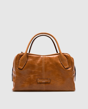 Gianni Chiarini Коричнева шкіряна глянцева сумка-тоут Emily з патчем логотипа BS11300INTY