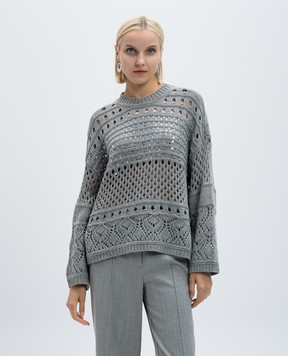 Twinset Серый свитер с шерстью с пайетками 242TP3791