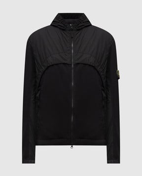 Stone Island Черная комбинированная куртка Crinkle Reps R-NY K1S154100041S0A23