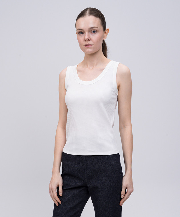 Max Mara Weekend Белый топ MULTIC в рубчик MULTIC изображение 3