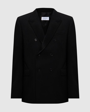 Off-White Чорний двобортний піджак з вовни OMEW001F24FAB001