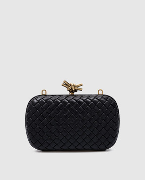 Bottega Veneta Чорний шкіряний мінодьєр з плетінням Intrecciatio 776662V01D1