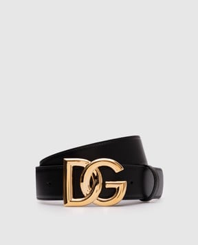 Dolce&Gabbana Чорний шкіряний пояс з монограмою логотипа BE1446AW576