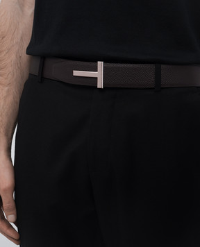 Tom Ford Коричневый кожаный ремень с металлической монограммой логотипа. TB246LCL236S