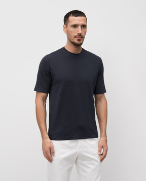 Cashmere&Whiskey Синяя футболка из льна TS6452360706F