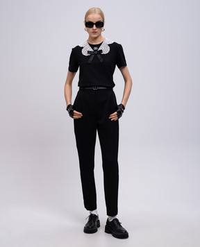 Dolce&Gabbana Чорна футболка з аплікацією F8V50ZGDC5S