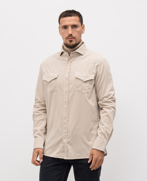 Brunello Cucinelli Бежева вельветова сорочка ML6884008
