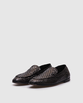 Dolce&Gabbana Черные кожаные лоферы с плетением A50481A6M71