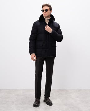 Brioni Синя пухова куртка з кашеміру PUA20L