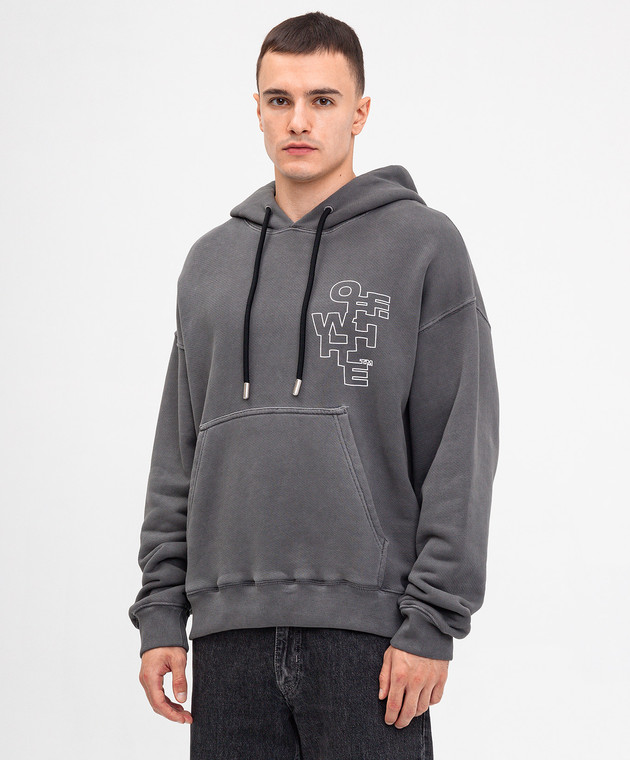 Off-White Серые худи с принтом логотипа OMBB085F24FLE007 изображение 3
