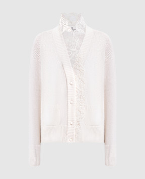 Ermanno Scervino Бежевий кардиган з кашеміру з мереживом D475N304APKFX