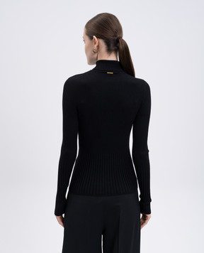 Twinset Чорний гольф в рубчик з логотипом 252LI3BAA