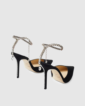 Jimmy Choo Чорні замшеві слінгбеки Saeda з кристалами SAEDA100EWA