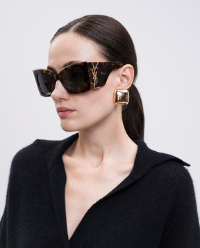 Saint Laurent Коричневі сонцезахисні окуляри BLAZE 736461Y9956