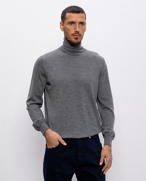 Brunello Cucinelli Серый меланжевый гольф из шерсти и кашемира M2400103