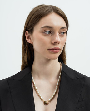 Dolce&Gabbana Біле намисто з логотипом DG WNQ6M2W1111