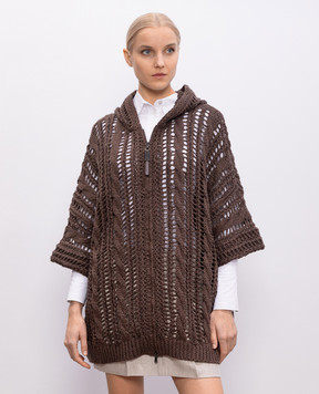 Brunello Cucinelli Коричневий ажурний кардиган з джуту M3Y351806