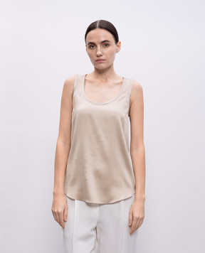 Brunello Cucinelli Бежевый топ из шелка M0C59E0600
