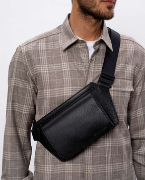 Cashmere&Whiskey Черная кожаная поясная сумка с тиснением логотипа BUMBAG