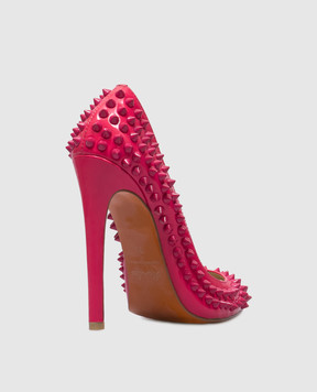 Kandee Рожеві шкіряні лаковані туфлі з шипами RASPBERRYSOURS
