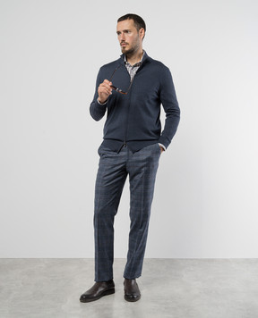 ISAIA Синие брюки из шерсти и кашемира в клетку 0073158333K