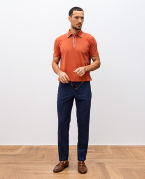Bertolo Cashmere Оранжевое поло с шелком с контрастным окантованием 902421002470