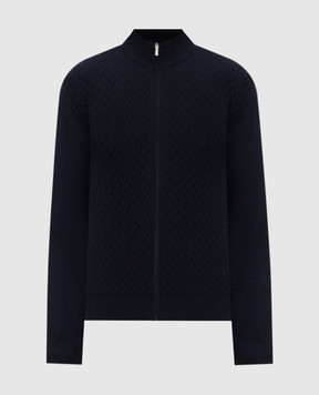 Bertolo Cashmere Синій кардиган з кашеміру і вовни у візерунок 200102002310