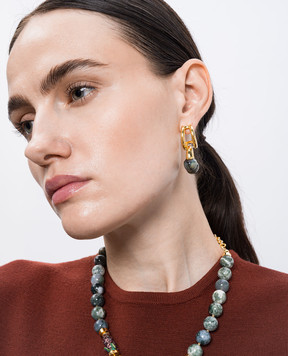 House of Fou Золотисті сережки Bon Bon DOUBLELAYEREDHOOPSWIT