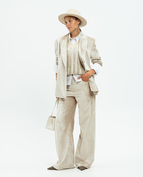 Brunello Cucinelli Бежевий двобортний жакет MD5817150P