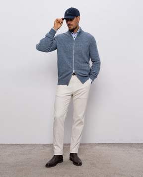 Brunello Cucinelli Голубой кардиган с шерстью альпаки и шелком MOH709216