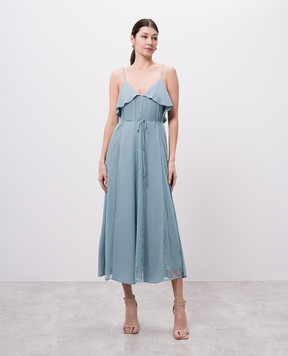 Twinset Блакитна сукня міді з мереживом 251TP2412