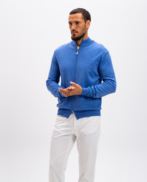 Cashmere&Whiskey Голубой кардиган из шерсти мериноса 97396