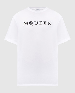Alexander McQueen Біла футболка з фактурним логотипом 828420QTADD