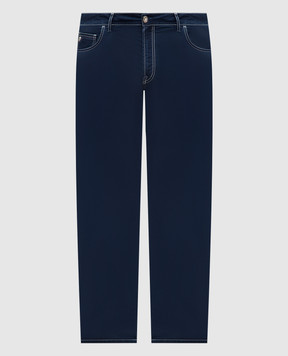 Stefano Ricci Синие джинсы с кожаным патчем логотипа с контрастной строчкой MST01B10801818