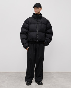 Vetements Чорний укорочений пуховик з вишивкою логотипа UH76PU220BBm