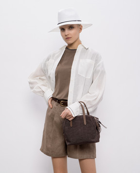 Brunello Cucinelli Коричневая сумка-боулер с цепочкой мониль MB25D2685