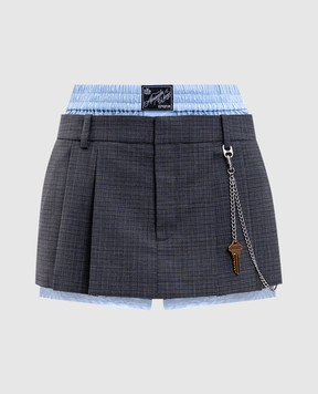Alexander Wang Сіра спідниця-шорти з вовною в клітинку 1WC3254855