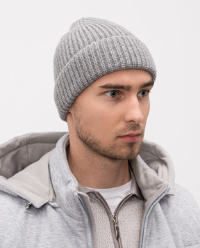 Doriani Cashmere Сіра шапка з кашеміру з відворотом 187B316
