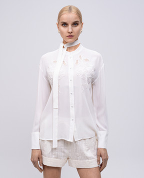 Twinset Белая блуза с вышивкой бисером 251TP2690