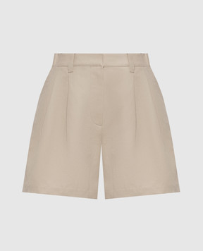 Brunello Cucinelli Бежеві шорти з льоном з ланцюжком моніль MH544P8847