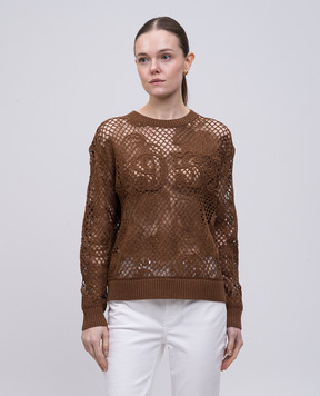 Max Mara Коричневий ажурний джемпер FAREA FAREA