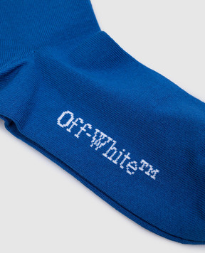 Off-White Детские синие носки с узором эмблемы. OBRA004S25KNI001