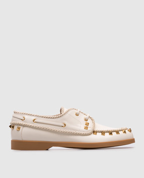 Valentino Бежевые кожаные топпсайдеры Rockstud 6W2S0LR5TKZ