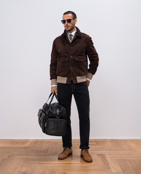 Brunello Cucinelli Коричневая дубленка с кашеміром MPMLV1952