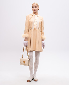 Valentino Бежевое платье с перьями 6B0VADJ0914
