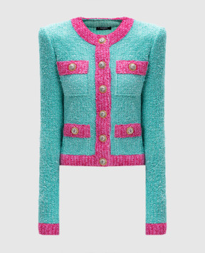 Balmain Зеленый кардиган с люрексом DF1SK249KG70