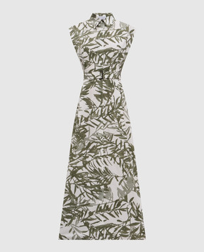 Brunello Cucinelli Зелена сукня-сорочка в принт ML900A5286