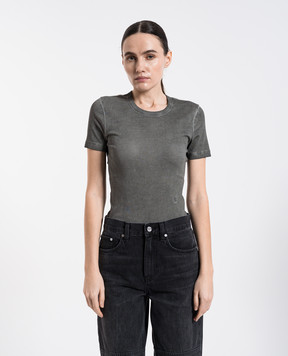 Helmut Lang Сіра футболка з вишивкою монограми логотипа O10HW503