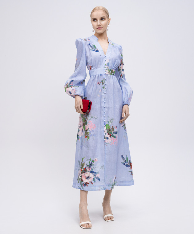 Zimmermann Голубое платье миди Everley из льна 0700DRS255 изображение 2